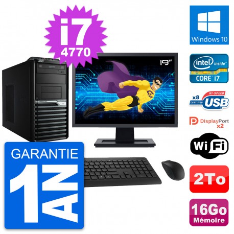 PC Tour Acer M4630G Ecran 19" Intel i7-4770 RAM 16Go Disque 2To Windows 10 Wifi