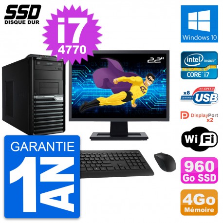 PC Tour Acer M4630G Ecran 22" Intel i7-4770 RAM 4Go SSD 960Go Windows 10 Wifi