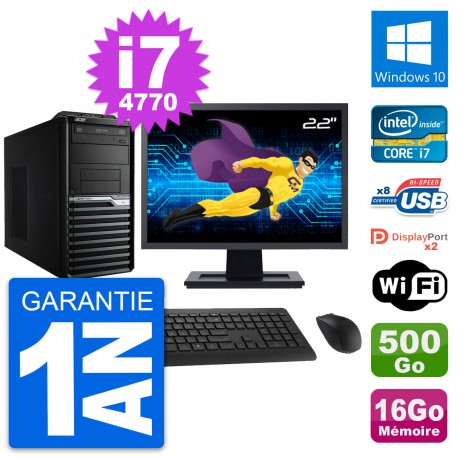 PC Tour Acer M4630G Ecran 22" Core i7-4770 RAM 16Go Disque 500Go Windows 10 Wifi