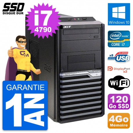 PC Tour Acer Veriton M4630G Intel i7-4790 RAM 4Go SSD 120Go Windows 10 Wifi