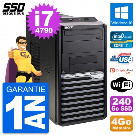 PC Tour Acer Veriton M4630G Intel i7-4790 RAM 4Go SSD 240Go Windows 10 Wifi