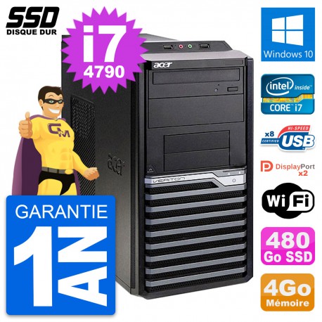 PC Tour Acer Veriton M4630G Intel i7-4790 RAM 4Go SSD 480Go Windows 10 Wifi