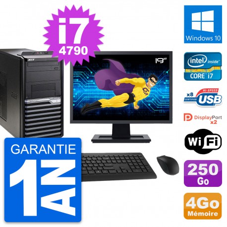 PC Tour Acer M4630G Ecran 19" Intel i7-4790 RAM 4Go Disque 250Go Windows 10 Wifi