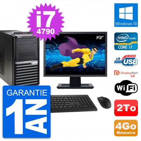 PC Tour Acer M4630G Ecran 19" Intel i7-4790 RAM 4Go Disque 2To Windows 10 Wifi