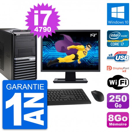 PC Tour Acer M4630G Ecran 19" Intel i7-4790 RAM 8Go Disque 250Go Windows 10 Wifi