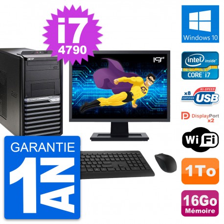 PC Tour Acer M4630G Ecran 19" Intel i7-4790 RAM 16Go Disque 1To Windows 10 Wifi