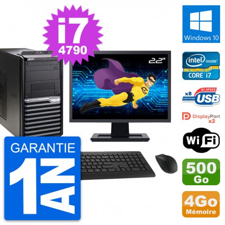 PC Tour Acer M4630G Ecran 22" Intel i7-4790 RAM 4Go Disque 500Go Windows 10 Wifi