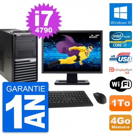 PC Tour Acer M4630G Ecran 22" Intel i7-4790 RAM 4Go Disque 1To Windows 10 Wifi