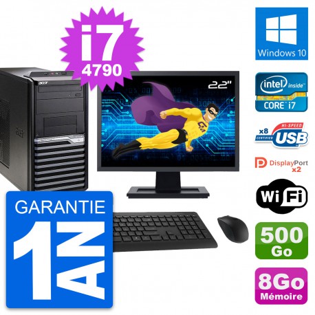 PC Tour Acer M4630G Ecran 22" Intel i7-4790 RAM 8Go Disque 500Go Windows 10 Wifi