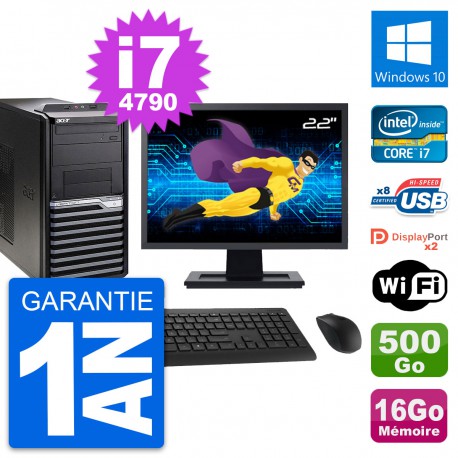 PC Tour Acer M4630G Ecran 22" Core i7-4790 RAM 16Go Disque 500Go Windows 10 Wifi