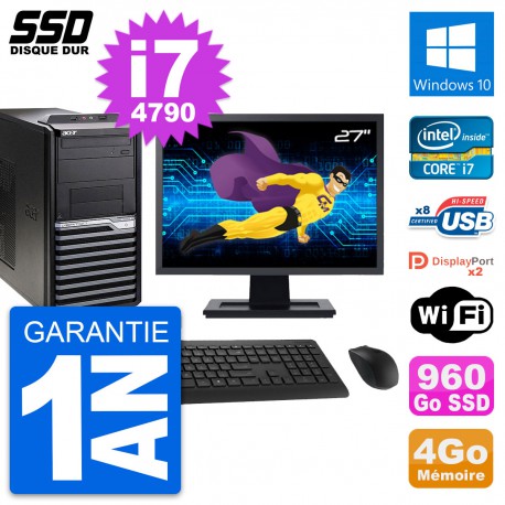 PC Tour Acer M4630G Ecran 27" Intel i7-4790 RAM 4Go SSD 960Go Windows 10 Wifi