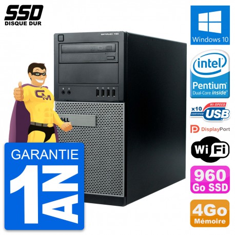 PC Tour Dell OptiPlex 790 MT Intel G630 RAM 4Go SSD 960Go Windows 10 Wifi