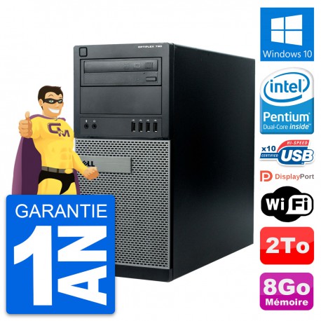PC Tour Dell OptiPlex 790 MT Intel G630 RAM 8Go Disque Dur 2To Windows 10 Wifi