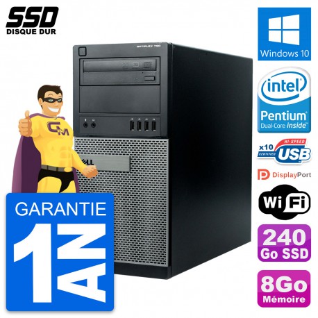 PC Tour Dell OptiPlex 790 MT Intel G630 RAM 8Go SSD 240Go Windows 10 Wifi