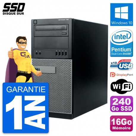 PC Tour Dell OptiPlex 790 MT Intel G630 RAM 16Go SSD 240Go Windows 10 Wifi