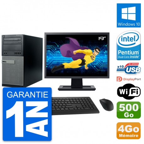 PC Tour Dell 790 MT Ecran 19" Intel G630 RAM 4Go Disque 500Go Windows 10 Wifi