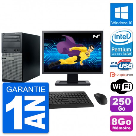 PC Tour Dell 790 MT Ecran 19" Intel G630 RAM 8Go Disque 250Go Windows 10 Wifi