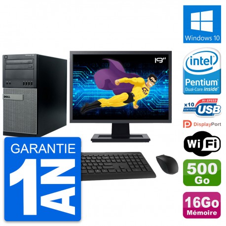 PC Tour Dell 790 MT Ecran 19" Intel G630 RAM 16Go Disque 500Go Windows 10 Wifi