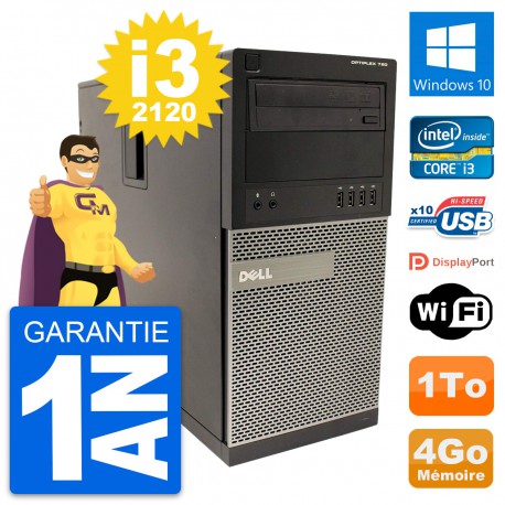PC Tour Dell OptiPlex 790 MT Intel i3-2120 RAM 4Go Disque 1To Windows 10 Wifi