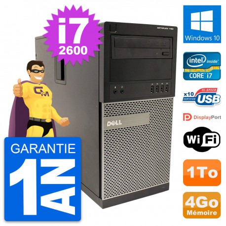 PC Tour Dell OptiPlex 790 MT Intel i7-2600 RAM 4Go Disque 1To Windows 10 Wifi