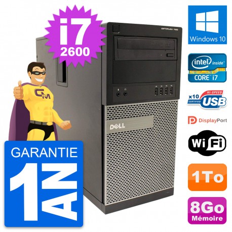 PC Tour Dell OptiPlex 790 MT Intel i7-2600 RAM 8Go Disque 1To Windows 10 Wifi
