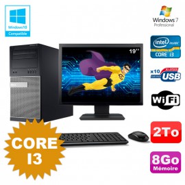 Lot PC Tour Dell 790 Intel Core I3 3.1Ghz 8Go 2To DVD WIFI Win 7 + Ecran 19"