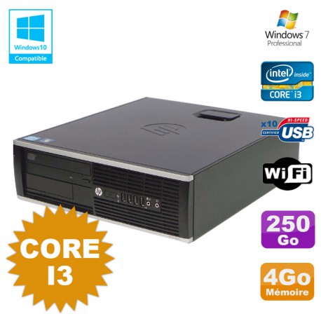 PC HP Compaq 6200 Pro SFF Core i3 3.1GHz 4Go Disque 250Go DVD WIFI W7 Pro