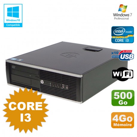 PC HP Compaq 6200 Pro SFF Core i3 3.1GHz 4Go Disque 500Go DVD WIFI W7 Pro