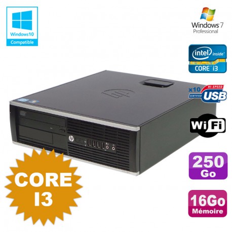 PC HP Compaq 6200 Pro SFF Core i3 3.1GHz 16Go Disque 250Go DVD WIFI W7 Pro