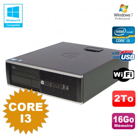 PC HP Compaq 6200 Pro SFF Core i3 3.1GHz 16Go Disque 2To DVD WIFI W7 Pro