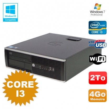 PC HP Compaq 6200 Pro SFF Core i3 3.1GHz 4Go Disque 2To DVD WIFI W7 Pro