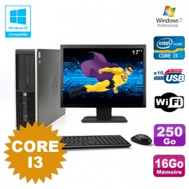 Lot PC HP Compaq 6200 Pro SFF Core i3 3.1GHz 16Go 250Go DVD WIFI W7 + Ecran 17