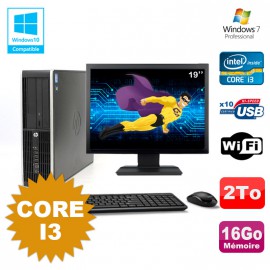 Lot PC HP Compaq 6200 Pro SFF Core i3 3.1GHz 16Go 2To DVD WIFI W7 + Ecran 19