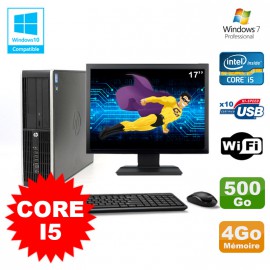 Lot PC HP Elite 8200 SFF Core I5 3.1GHz 4Go 500Go DVD WIFI W7 + Ecran 17"